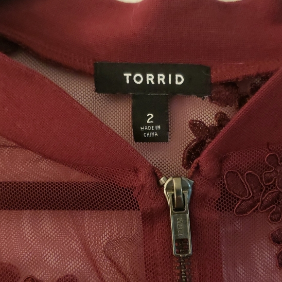 Torrid 2XL Lace Jacket Burgundy Fall - Picture 2 of 4